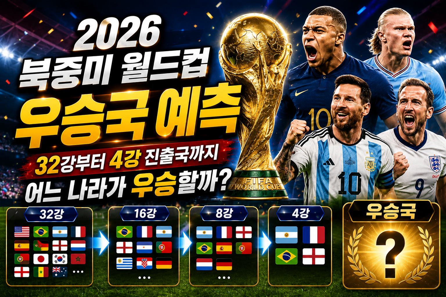 2026 북중미 월드컵 우승국 예측: 32강부터 4강 진출국까지 어느 나라가 우승할까?